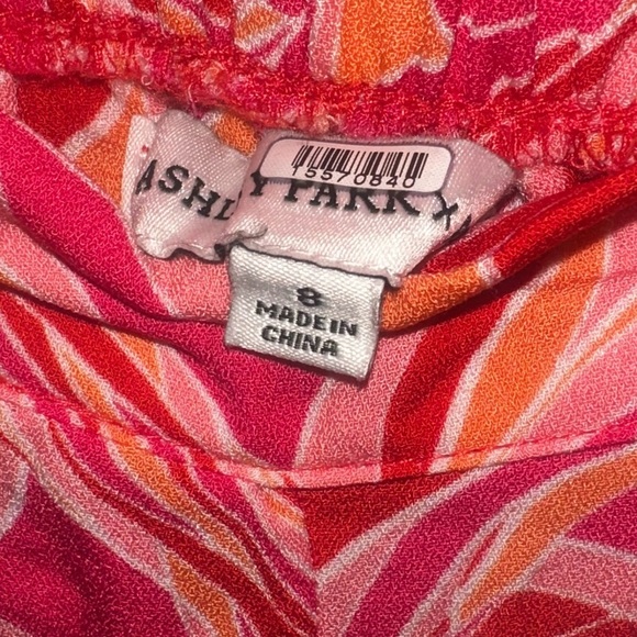 ASHLEY PARK Floral Trousers in Pink Womens Size 8 Wide Leg Tropical Pants - Picture 9 of 9